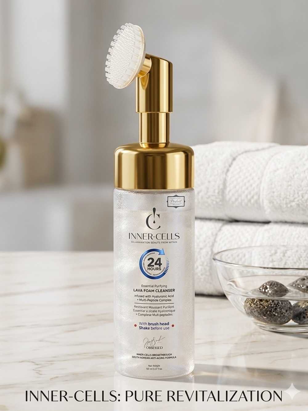 Inner-Cells Purifying Lava Foam Cleanser W/Hyal Acid & Scrub Brush *$180 RETAIL*